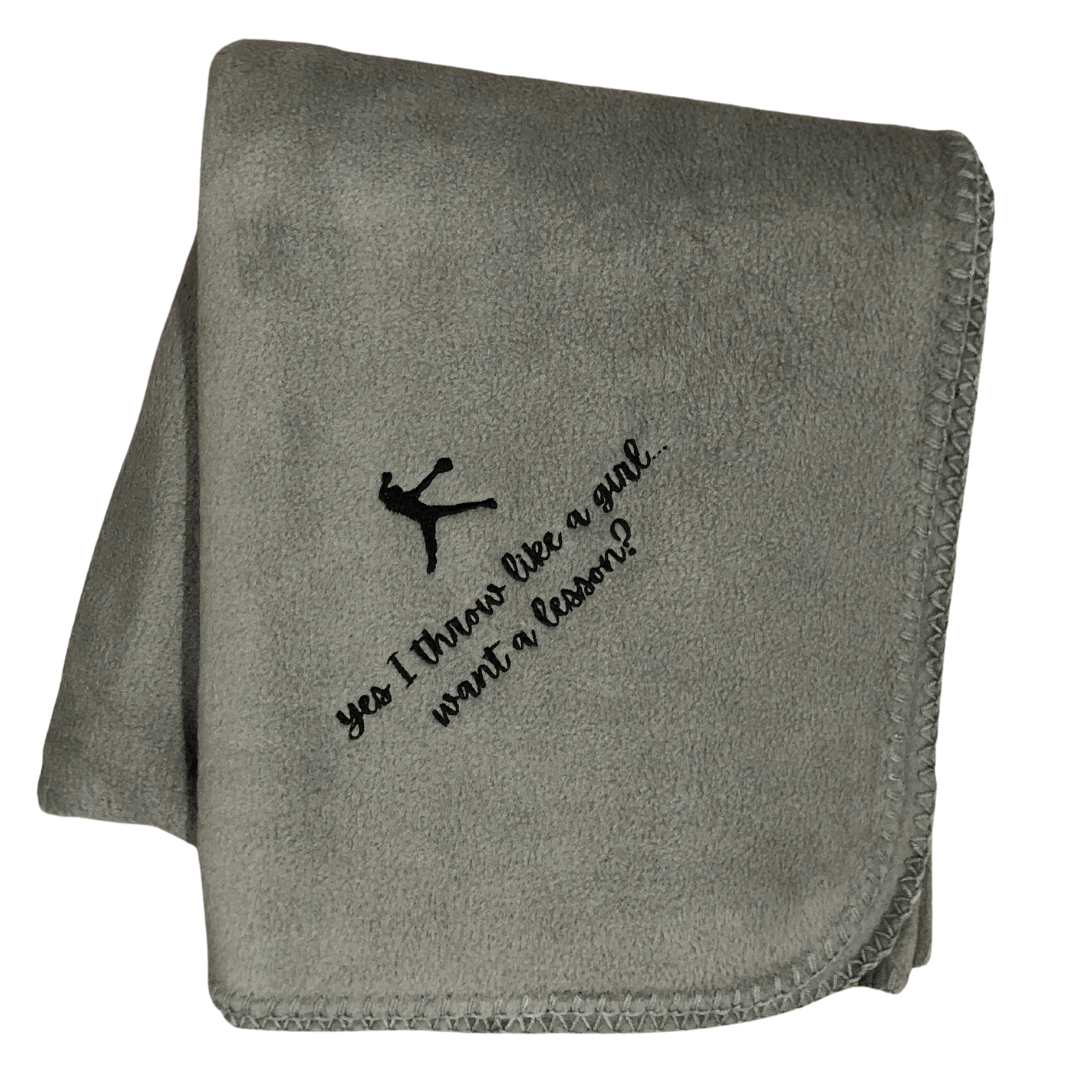 gray softball pitcher fleece blanket