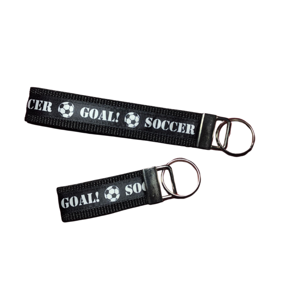 black soccer goal keychain set