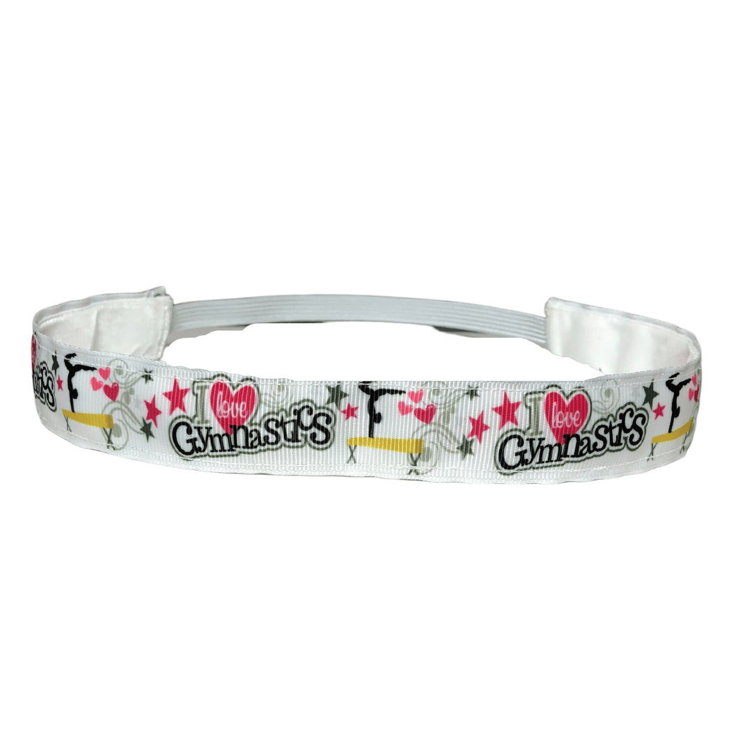 i love gymnastics headband white