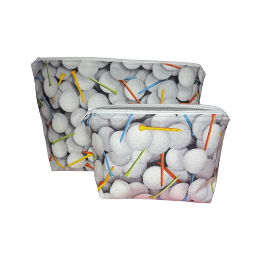large golf tee themed makeup bag set
