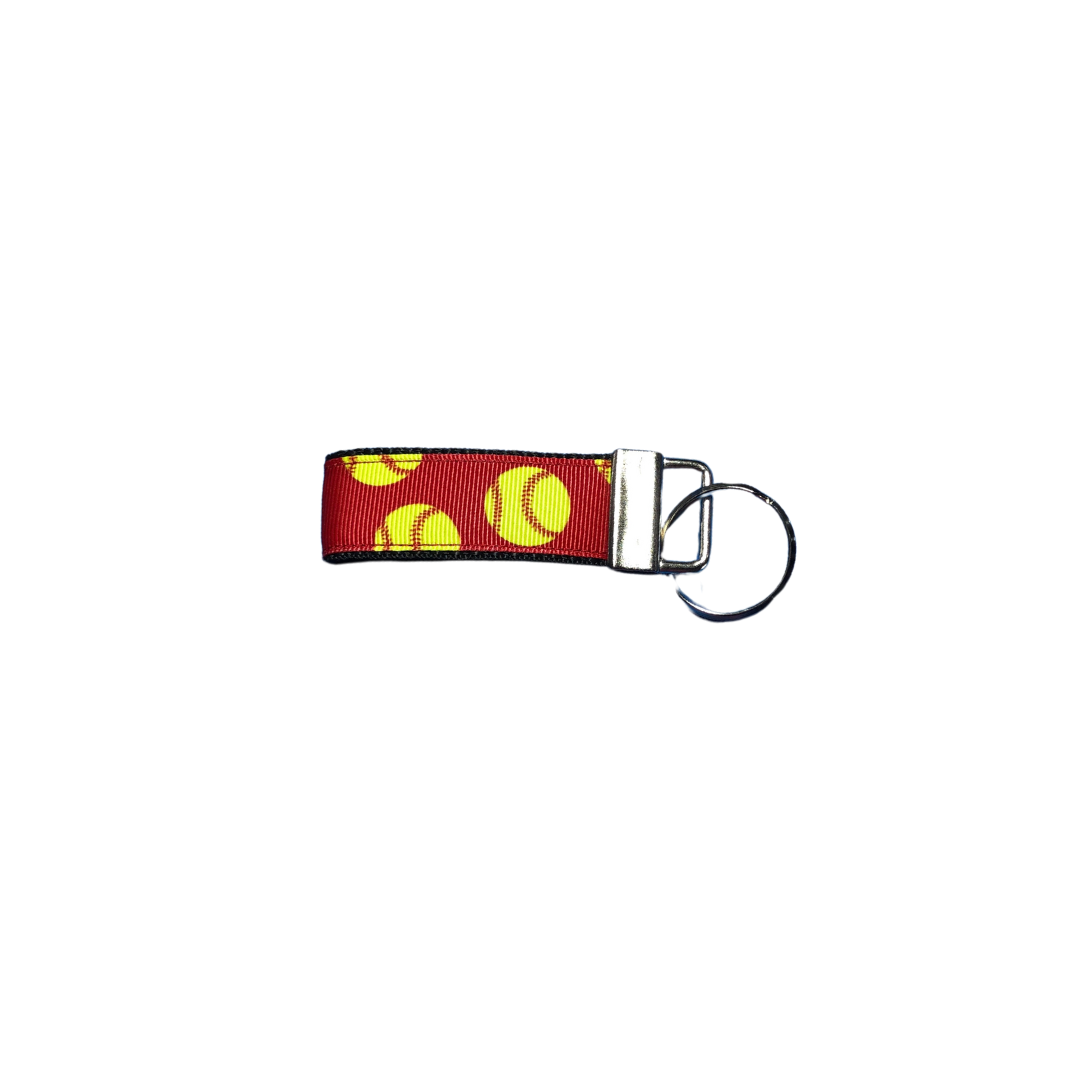 mini red softball keychain