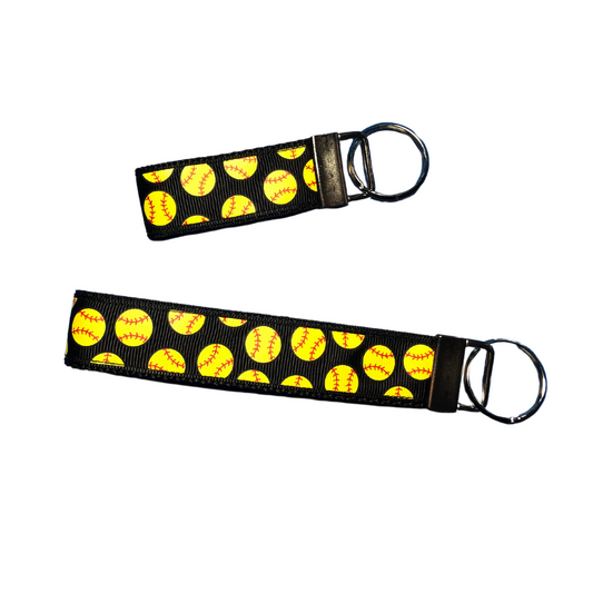 large and small softball keychains