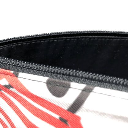 makeup bag with black zipper and black lining