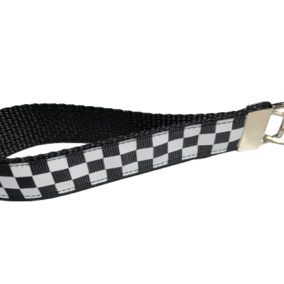 black and white checkerboard keychain