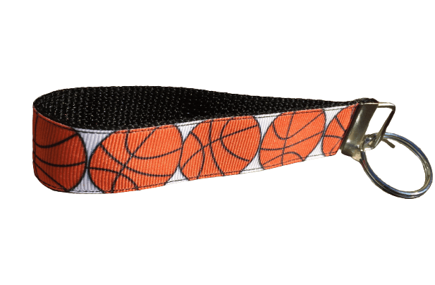 wristlet keychain with orange basketballs