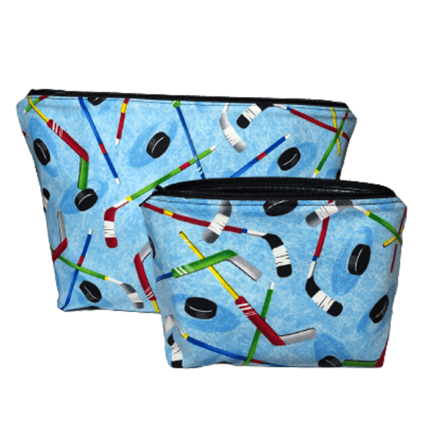 blue hockey makeup bag set of two bags