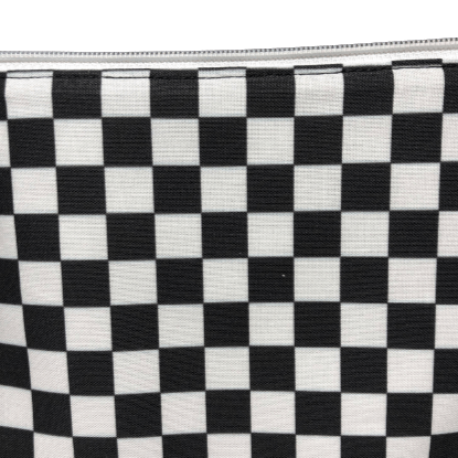 Checkered Pattern Make Up Bag Zipper Top Handle, Cosmetic Bag