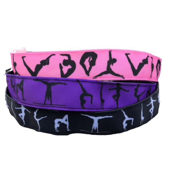 pink, purple, and black gymnast headbands