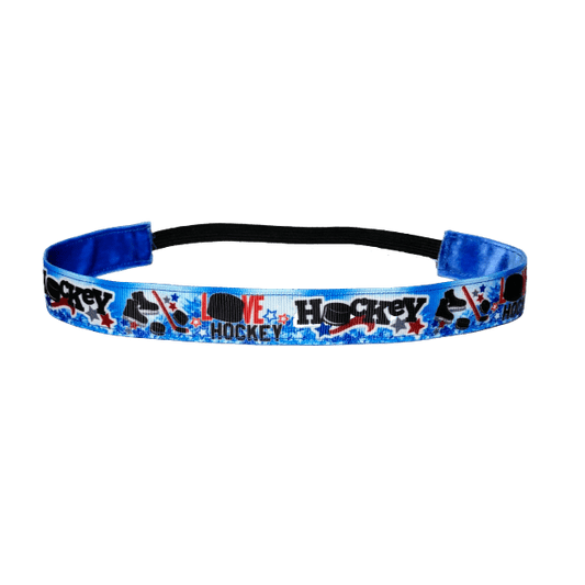 blue love hockey headband