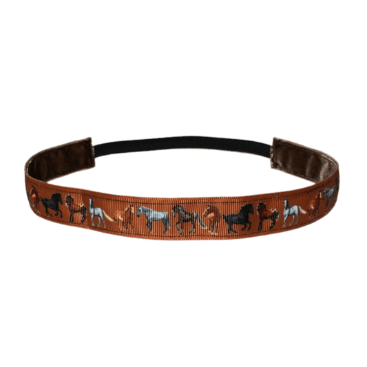 brown headband with a variety of horses