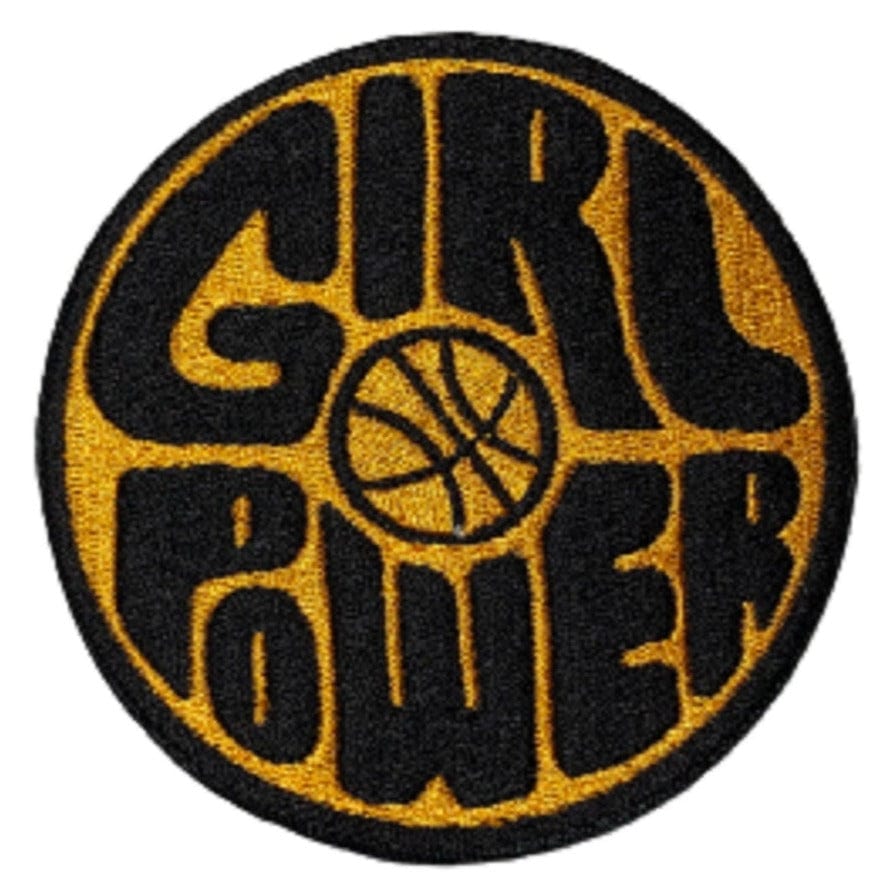 orange and black girl power basketball iron on patch