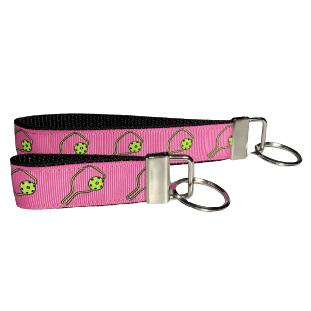 pink pickleball keychain set