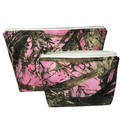 pink camoflauge makeup bag set of two bags