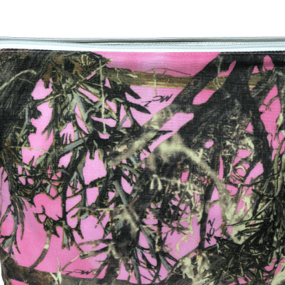 pink camo fabric zippered bag