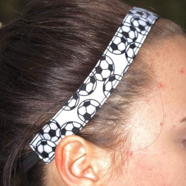 black and white overlapping soccer ball headband