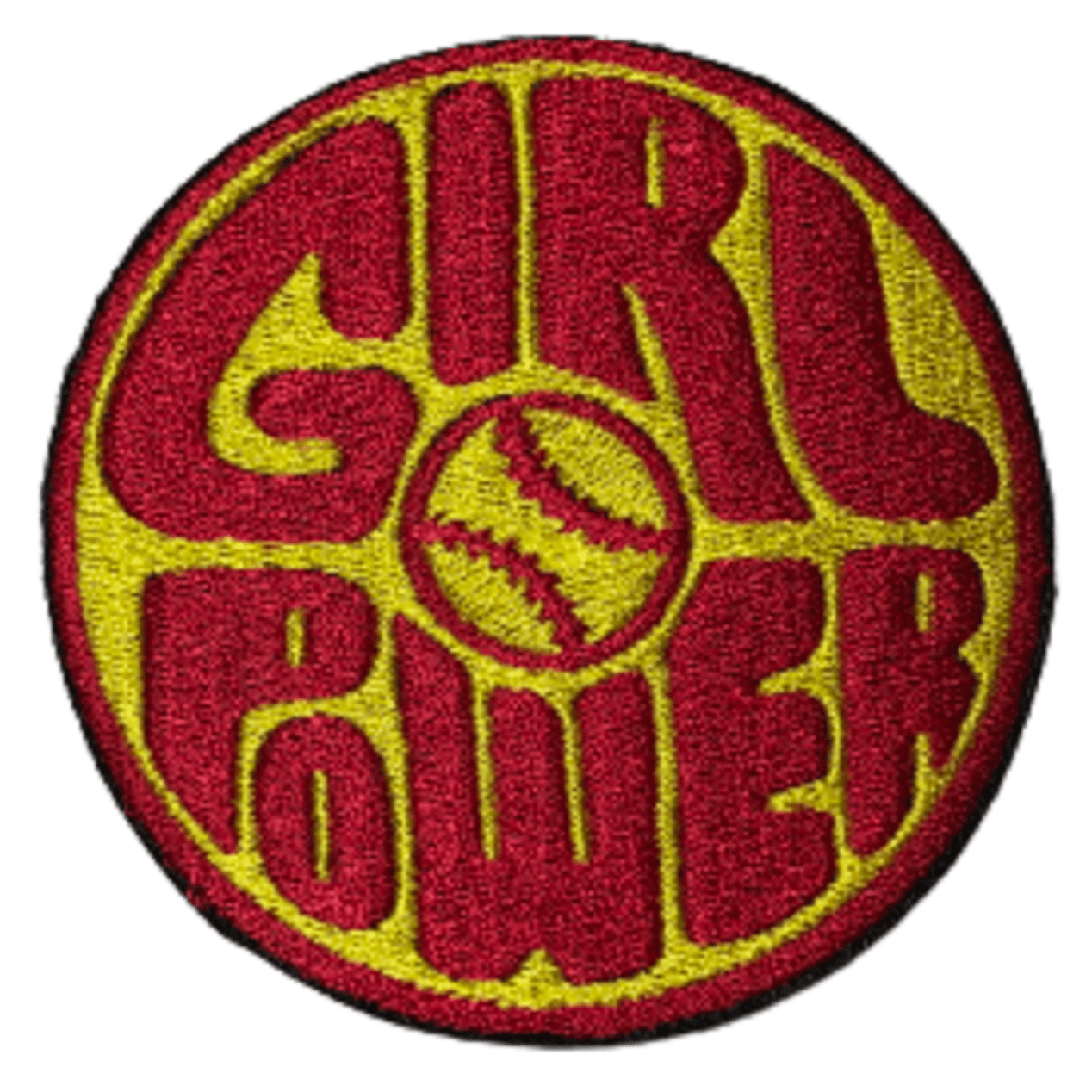 gold and red girl power softball iron on patch