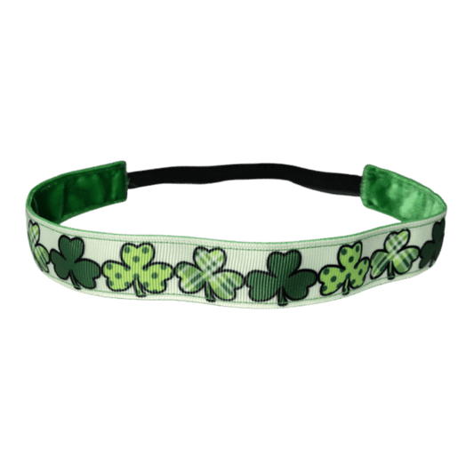 green st patricks day headband with green shamrocks