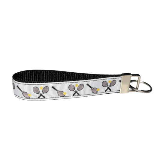 white tennis keychain wristlet