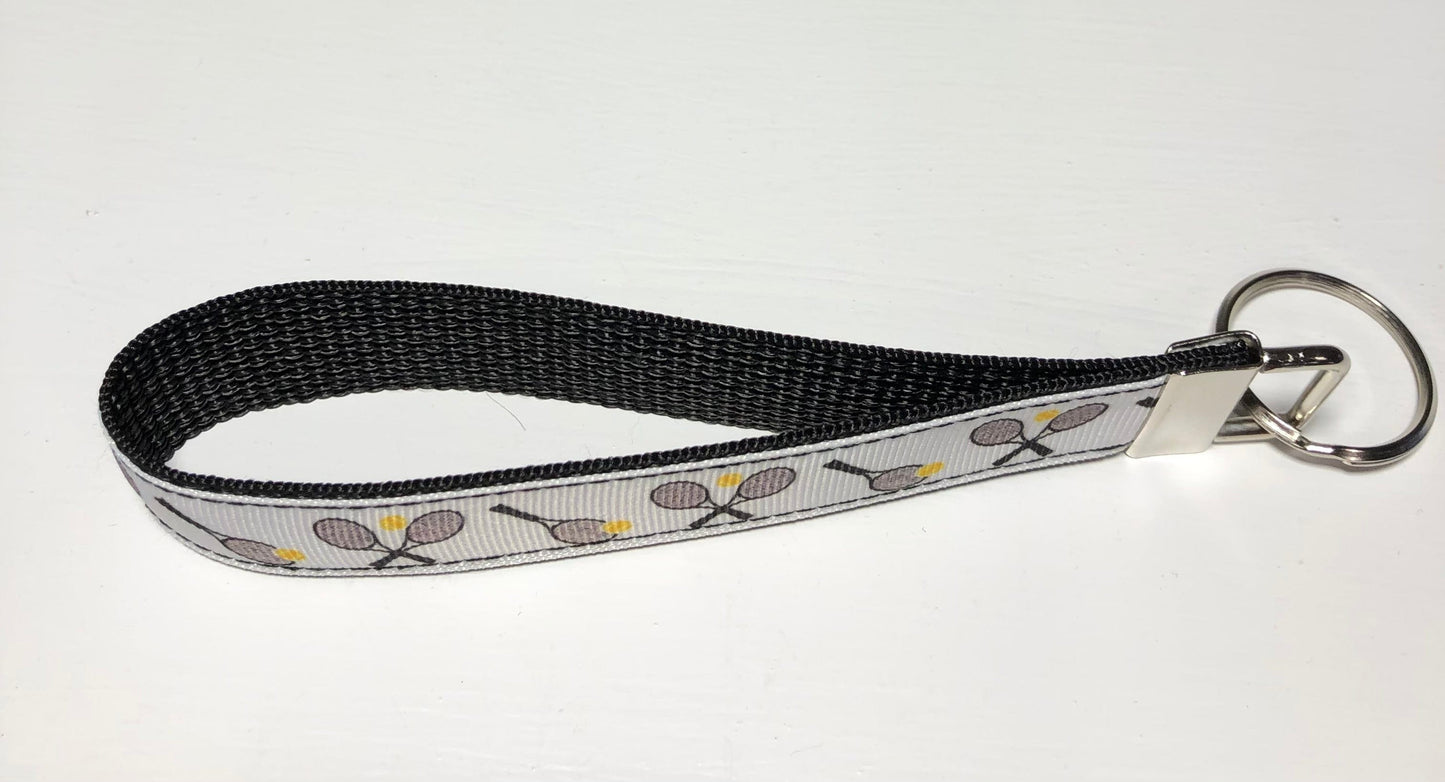 white wristlet tennis keychain