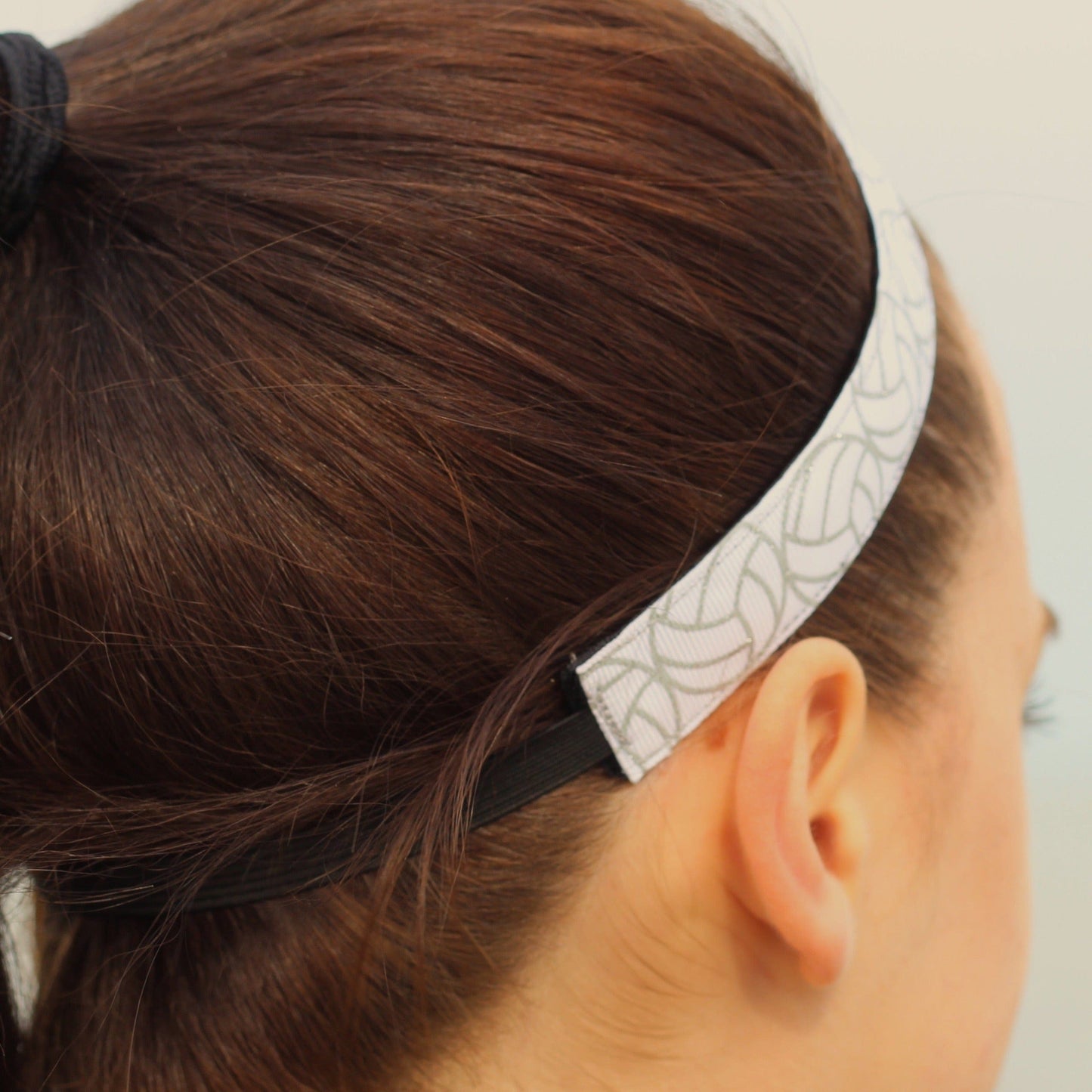 white volleyball headband glitter
