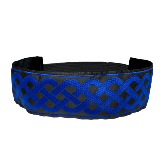 wide blue and black celtic knot headband