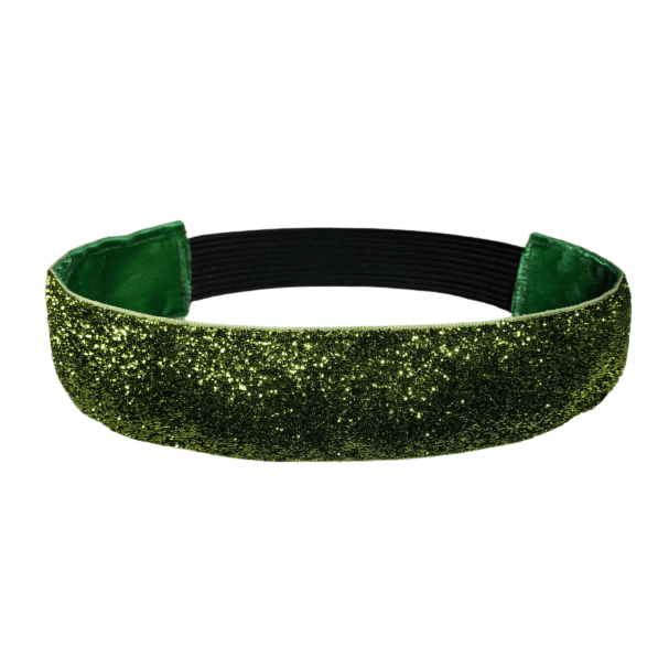 wide olive green glitter headband