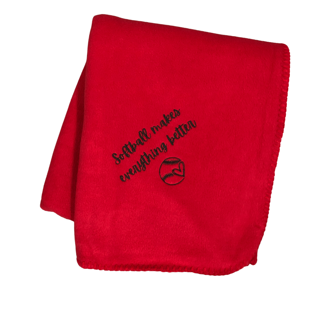 softball makes everything better red softball blanket