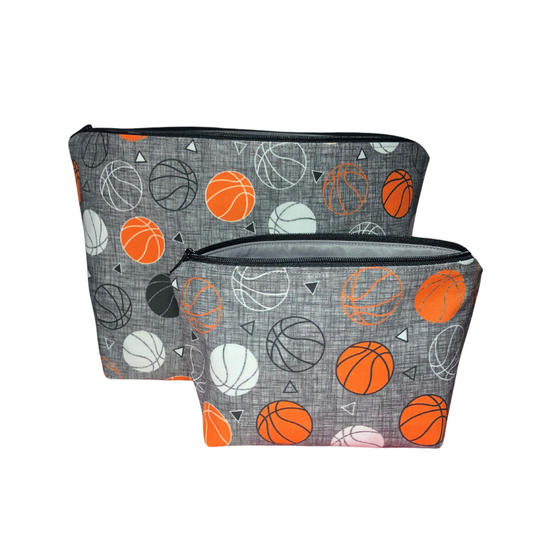 gray basketball makeup bag set