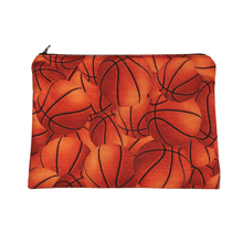 Load image into Gallery viewer, orange and black zippered basketball pencil bag
