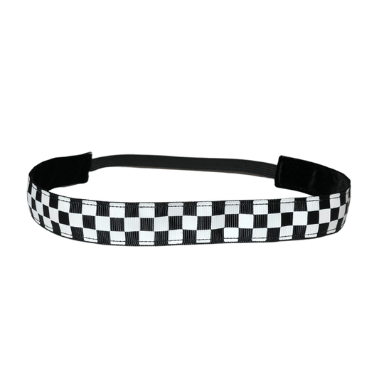 black and white checkerboard headband