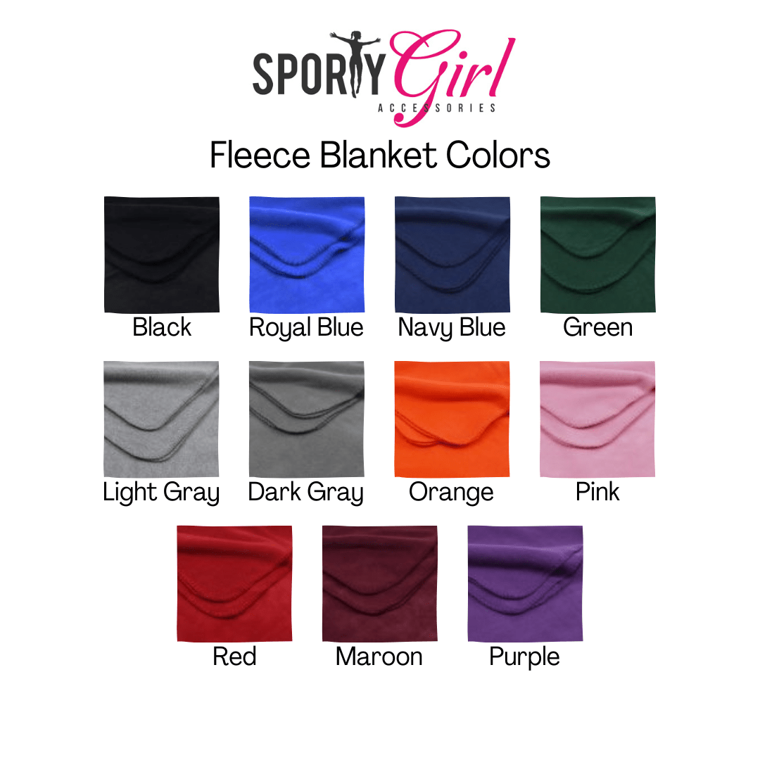 sample of fleece blanket colors from Sporty Girl Accessories
