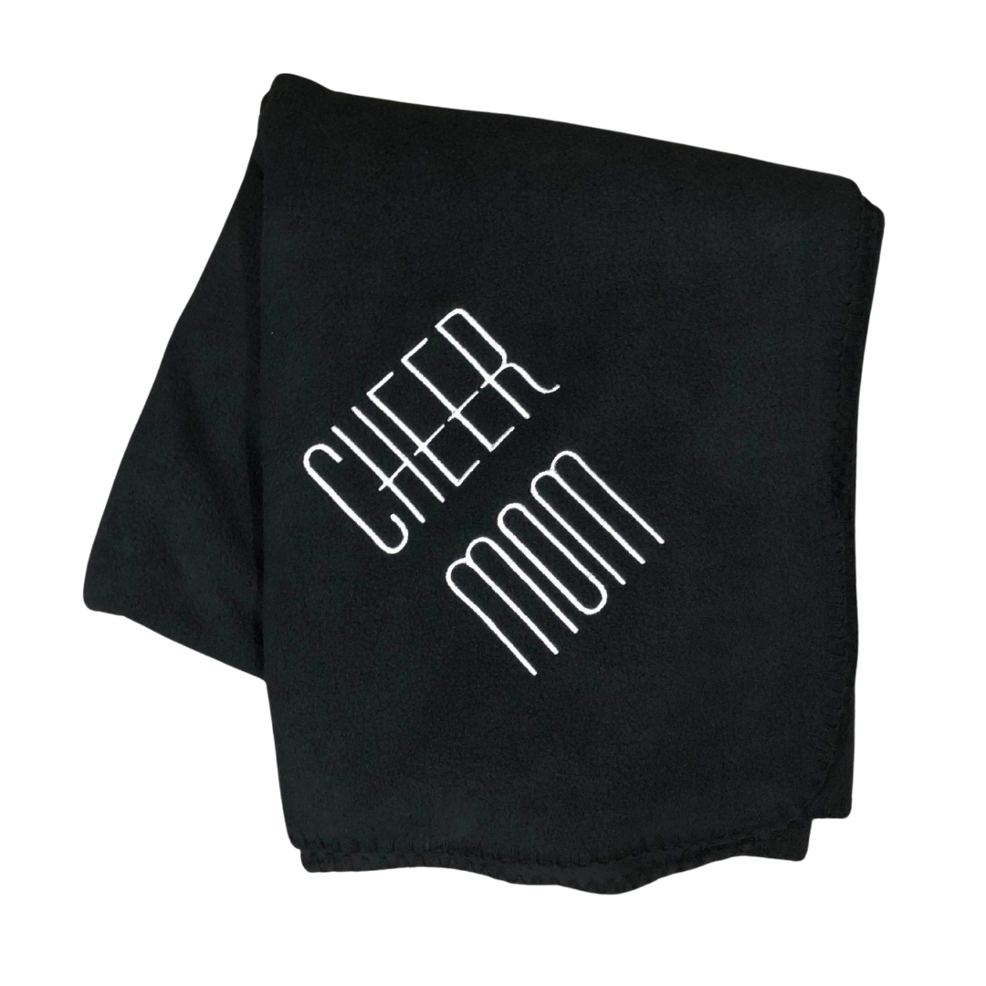 black cheer mom fleece blanket