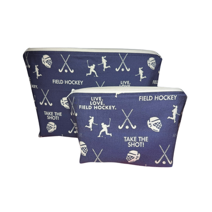 navy field hockey makeup bag set