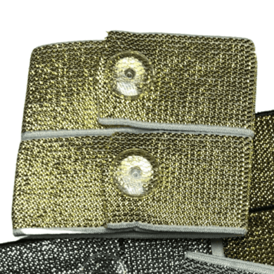 set of two gold and white metallic sleeve clips