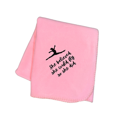 pink gymnastics fleece blanket