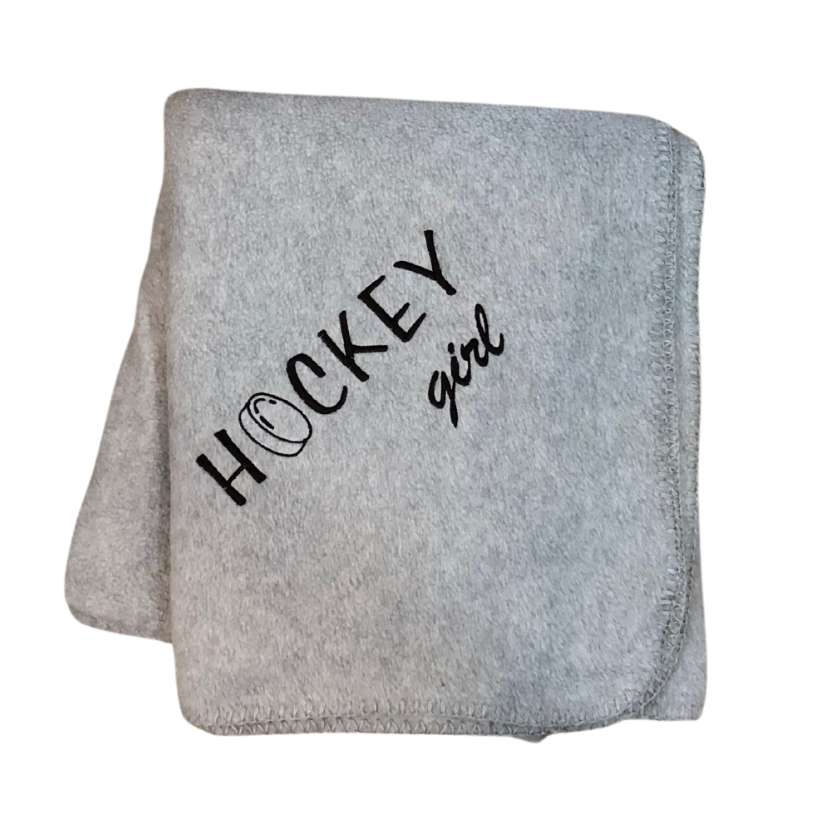 gray hockey girl blanket