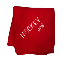 Load image into Gallery viewer, red hockey girl blanket
