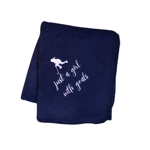 Hockey Girl with Goals Blanket, Choice of Colors