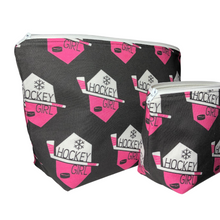 Load image into Gallery viewer, Pink Hockey Girl Makeup Bags, Choice of Size
