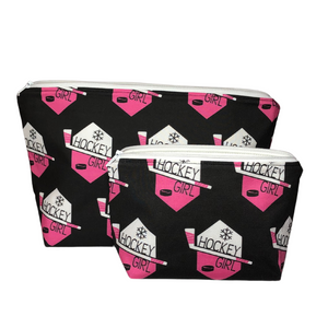 Pink Hockey Girl Makeup Bags, Choice of Size