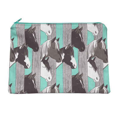 mint and gray horse zippered bag