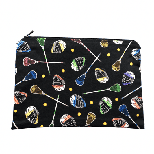 black lacrosse pencil pouch with zipper