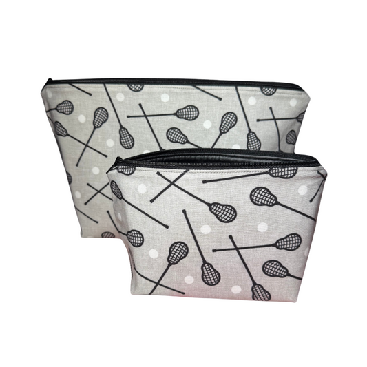 gray lacrosse makeup bag set