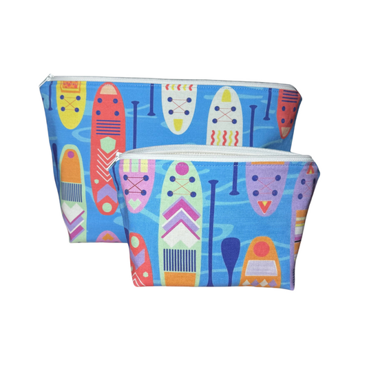 blue paddleboard themed makeup bag set