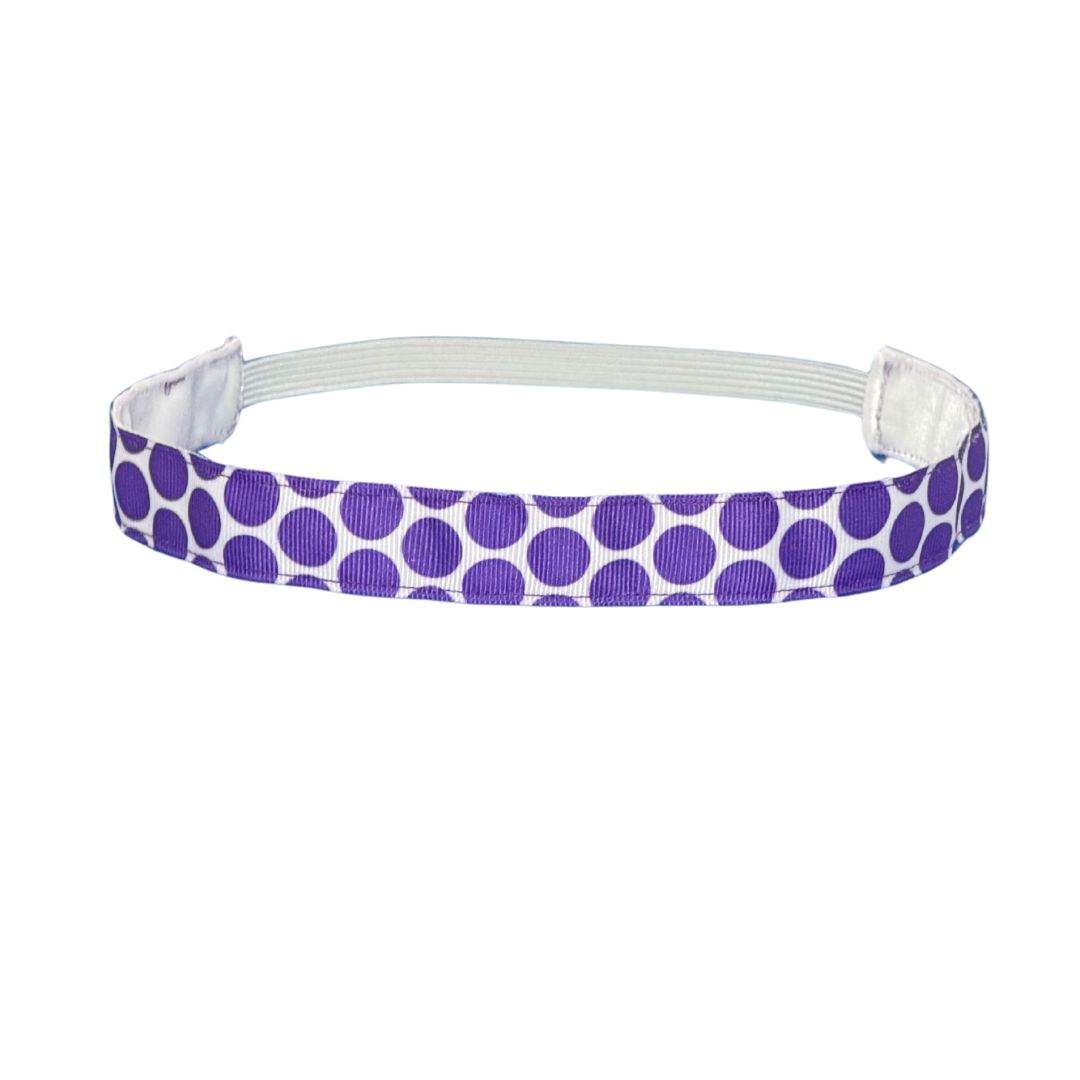 purple polka dot headband