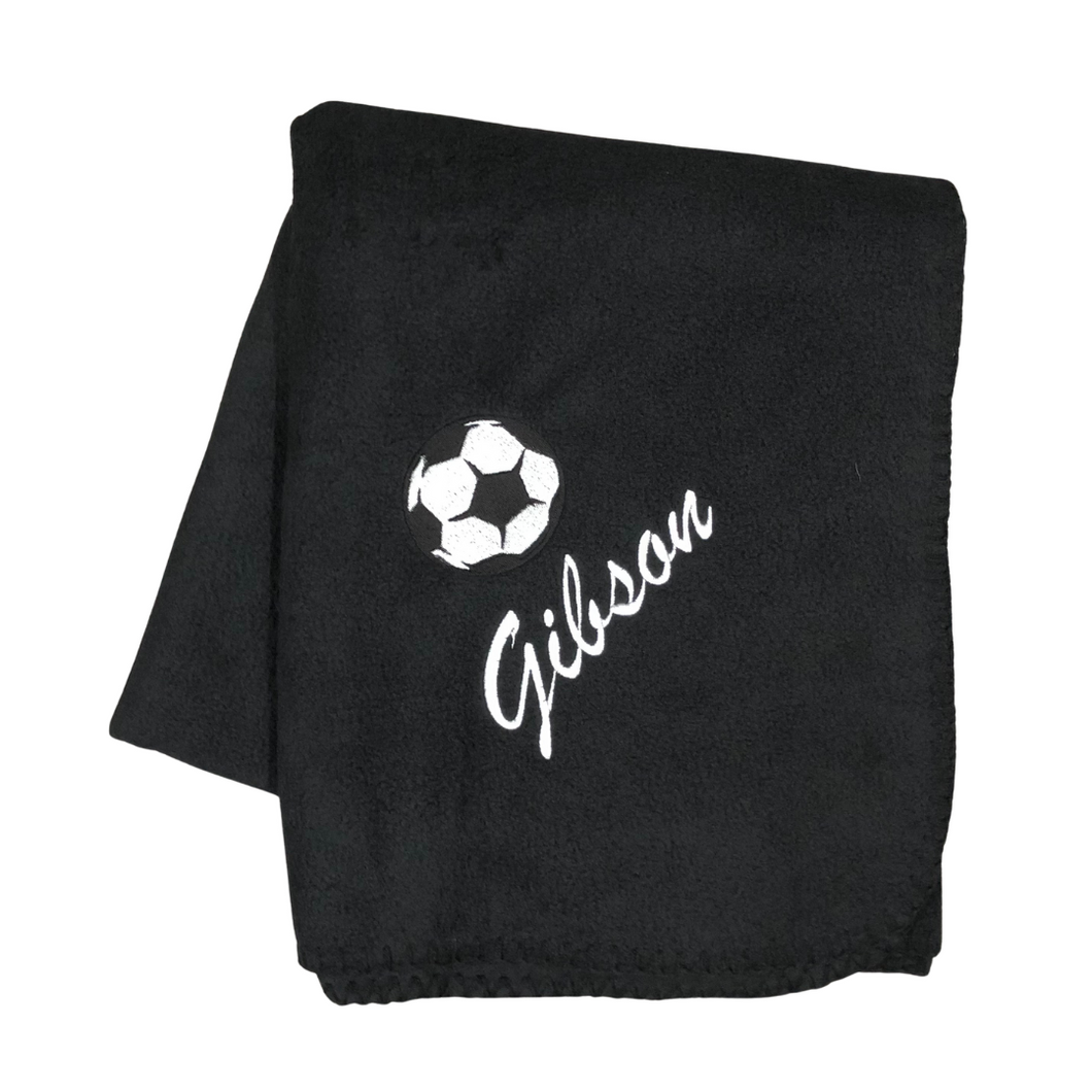 Personalized Soccer Fleece Blanket, Choice of Colors