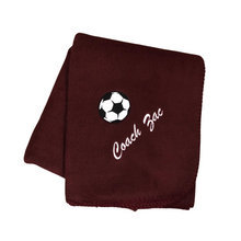 Load image into Gallery viewer, Personalized Soccer Fleece Blanket, Choice of Colors
