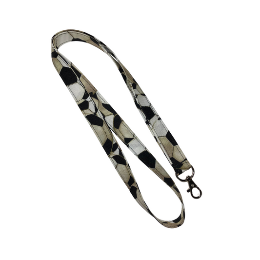 black and white soccer lanyard