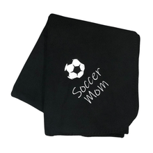 Load image into Gallery viewer, black and white soccer blanket for mom
