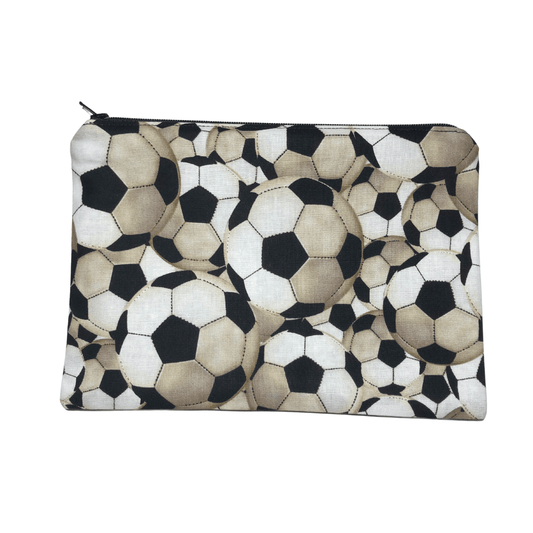 black and white soccer ball pencil bag